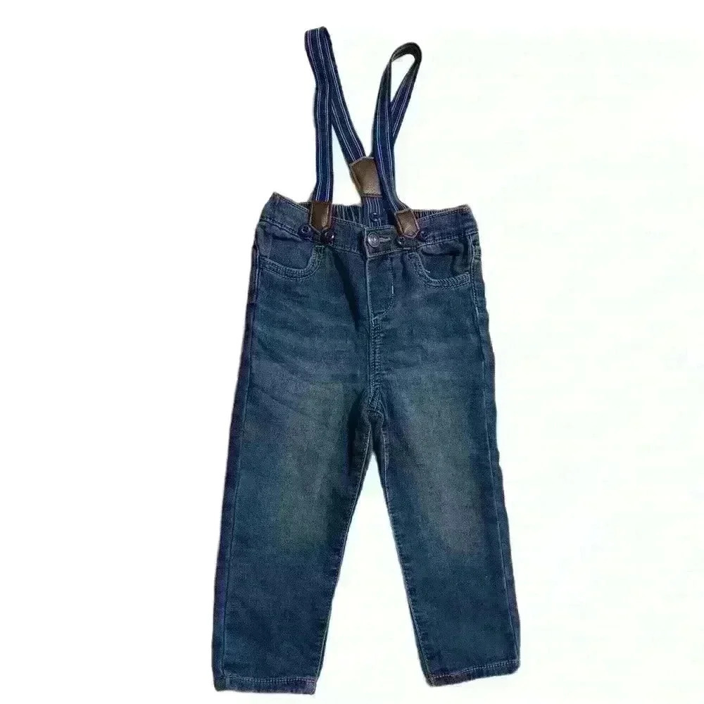 Oshkosh Baby BGosh Sz 18 Months Boys Suspender Denim Jean Pants Blue